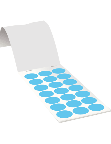 Ronde blauwe markeringsstickers in boekje - zelfklevend papier