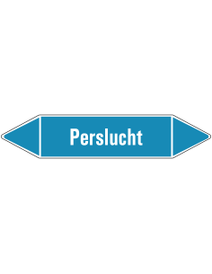 Perslucht leidingmarkering op vel - lichtblauw - witte tekst perslucht