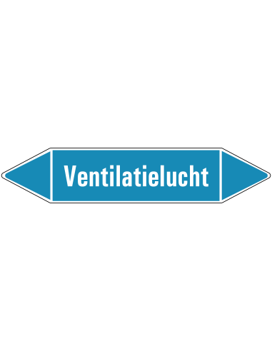 Ventilatielucht leidingmarkering op vel - lichtblauw - witte tekst ventilatielucht