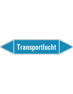 Transportlucht leidingmarkering op vel - lichtblauw - witte tekst transportlucht