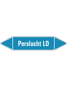 Perslucht LD leidingmarkering op vel - lichtblauw - witte tekst Perslucht LD