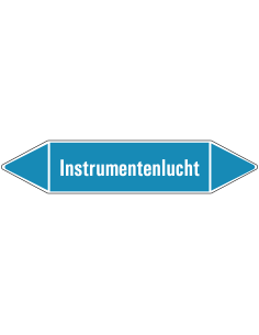 Instrumentenlucht leidingmarkering op vel - lichtblauw - witte tekst instrumentenlucht
