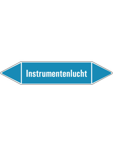 Instrumentenlucht leidingmarkering op vel - lichtblauw - witte tekst instrumentenlucht