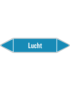 Lucht leidingmarkering op vel - lichtblauw - witte tekst lucht