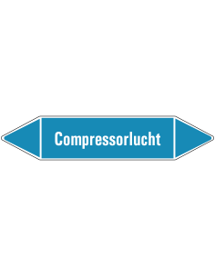 Compressorlucht  leidingmarkering op vel - lichtblauw - witte tekst Compressorlucht