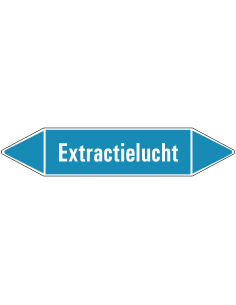 Extractielucht leidingmarkering op vel - lichtblauw - witte tekst Extractielucht