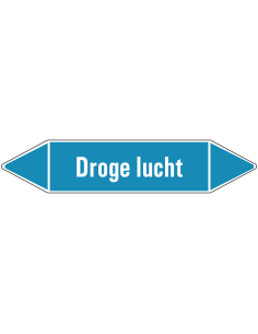 Droge lucht leidingmarkering op vel - lichtblauw - witte tekst Droge lucht
