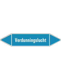 Verdunningslucht leidingmarkering op vel - lichtblauw - witte tekst Verdunningslucht