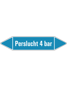 Perslucht 4 bar leidingmarkering op vel - lichtblauw - witte tekst Perslucht 4 bar