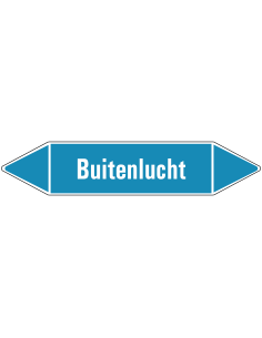 Buitenlucht leidingmarkering op vel - lichtblauw - witte tekst Buitenlucht