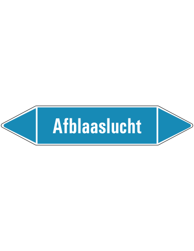 Afblaaslucht leidingmarkering op vel - lichtblauw - witte tekst Afblaaslucht