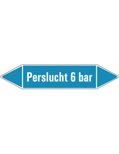 Perslucht 6 bar  leidingmarkering op vel - lichtblauw - witte tekst Perslucht 6 bar