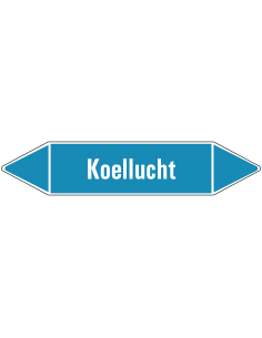 Koellucht leidingmarkering op vel - lichtblauw - witte tekst Koellucht
