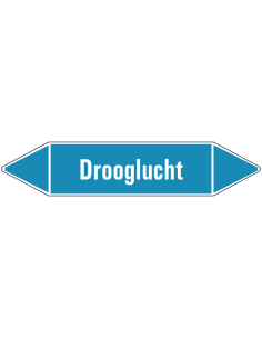 Drooglucht leidingmarkering op vel - lichtblauw - witte tekst Drooglucht