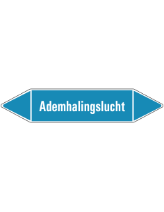 Ademhalingslucht leidingmarkering op vel - lichtblauw - witte tekst Ademhalingslucht