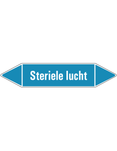 Steriele lucht leidingmarkering op vel - lichtblauw - witte tekst Steriele lucht