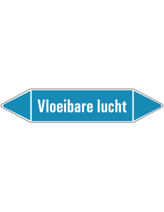 Vloeibare lucht leidingmarkering op vel - lichtblauw - witte tekst Vloeibare lucht