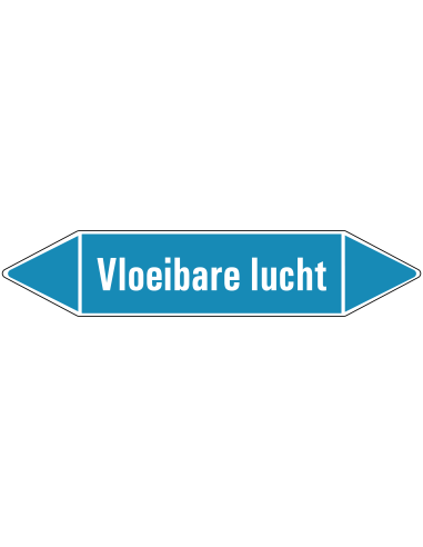Vloeibare lucht leidingmarkering op vel - lichtblauw - witte tekst Vloeibare lucht