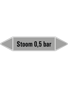 Stoom 0,5 bar leidingmarkering op vel - grijs - zwarte tekst Stoom 0,5 bar