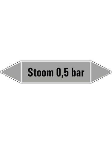 Stoom 0,5 bar leidingmarkering op vel - grijs - zwarte tekst Stoom 0,5 bar