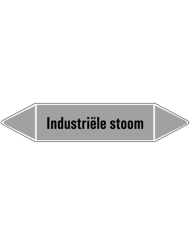 Industriële stoom leidingmarkering op vel - grijs - zwarte tekst Industriële stoom
