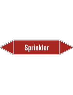 Sprinkler leidingmarkering op vel - rood - witte tekst sprinkler