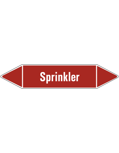 Sprinkler leidingmarkering op vel - rood - witte tekst sprinkler