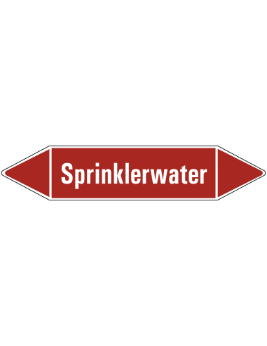 Sprinklerwater leidingmarkering op vel - rood - witte tekst sprinklerwater