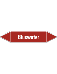 Bluswater leidingmarkering op vel - rood - witte tekst Bluswater