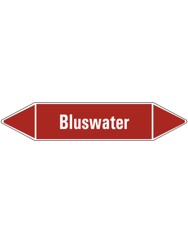 Bluswater leidingmarkering op vel - rood - witte tekst Bluswater