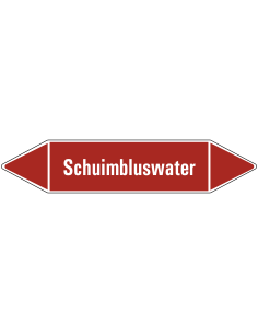 Schuimbluswater leidingmarkering op vel - rood - witte tekst Schuimbluswater