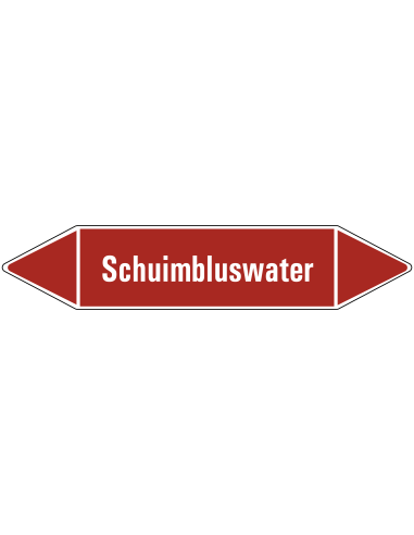 Schuimbluswater leidingmarkering op vel - rood - witte tekst Schuimbluswater