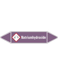 Natriumhydroxide leidingmarkering op vel, paars wit, Nederlandse tekst Natriumhydroxide