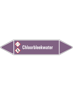 Chloorbleekwater leidingmarkering op vel, paars wit, Nederlandse tekst Chloorbleekwater