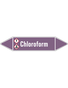 Chloroform leidingmarkering op vel, paars wit, Nederlandse tekst Chloroform