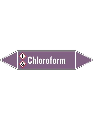 Chloroform leidingmarkering op vel, paars wit, Nederlandse tekst Chloroform
