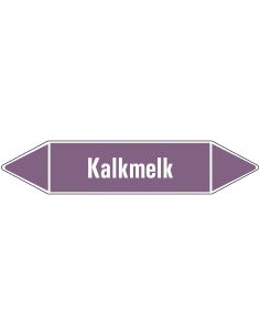 Kalkmelk leidingmarkering op vel, paars wit, Nederlandse tekst Kalkmelk