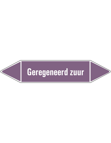 Geregeneerd zuur leidingmarkering op vel, paars wit, Nederlandse tekst Geregeneerd zuur