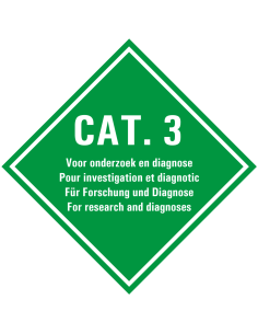 Categorie 3 voor onderzoek en diagnoses bord, kunststof, vierkant, groen wit, met tekst Cat. 3