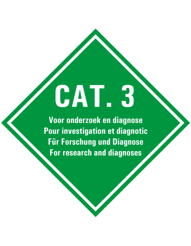Categorie 3 voor onderzoek en diagnoses bord, kunststof, vierkant, groen wit, met tekst Cat. 3