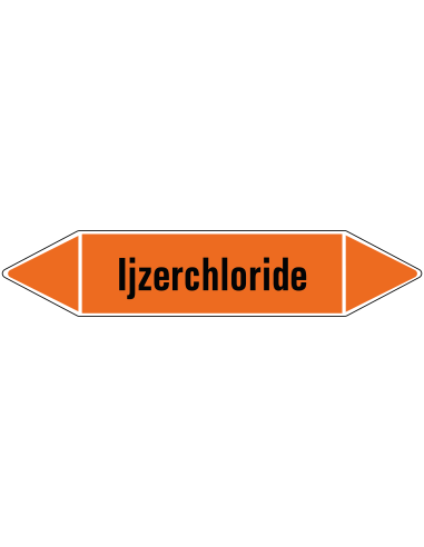 IJzerchloride leidingmarkering op vel, oranje zwart, Nederlandse tekst ijzerchloride