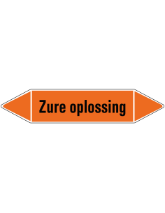 Zure oplossing leidingmarkering op vel, oranje zwart, Nederlandse tekst Zure oplossing
