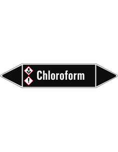 Chloroform leidingmarkering op vel, wit, zwart, Nederlandse tekst Chloroform