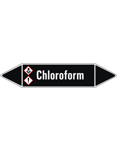 Chloroform leidingmarkering op vel, wit, zwart, Nederlandse tekst Chloroform