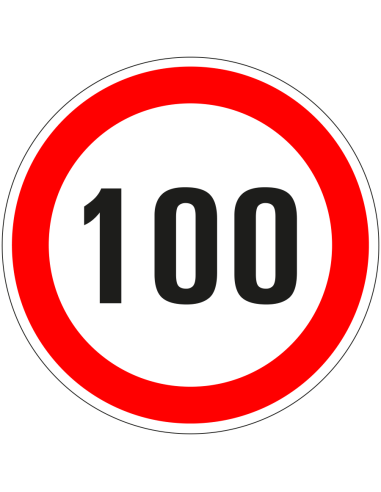 100 sticker - zelfklevende folie - rood wit - rond - tekst 100 met rode rand