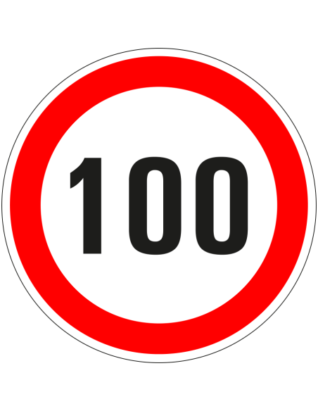 100 sticker - zelfklevende folie - rood wit - rond - tekst 100 met rode rand