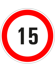 15 sticker - zelfklevende folie - rood wit - rond - tekst 15 met rode rand