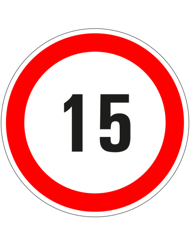 15 sticker - zelfklevende folie - rood wit - rond - tekst 15 met rode rand