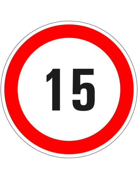 15 sticker - zelfklevende folie - rood wit - rond - tekst 15 met rode rand