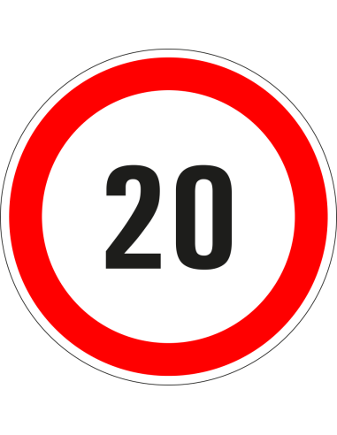 20 sticker - zelfklevende folie - rood wit - rond - tekst 20 met rode rand